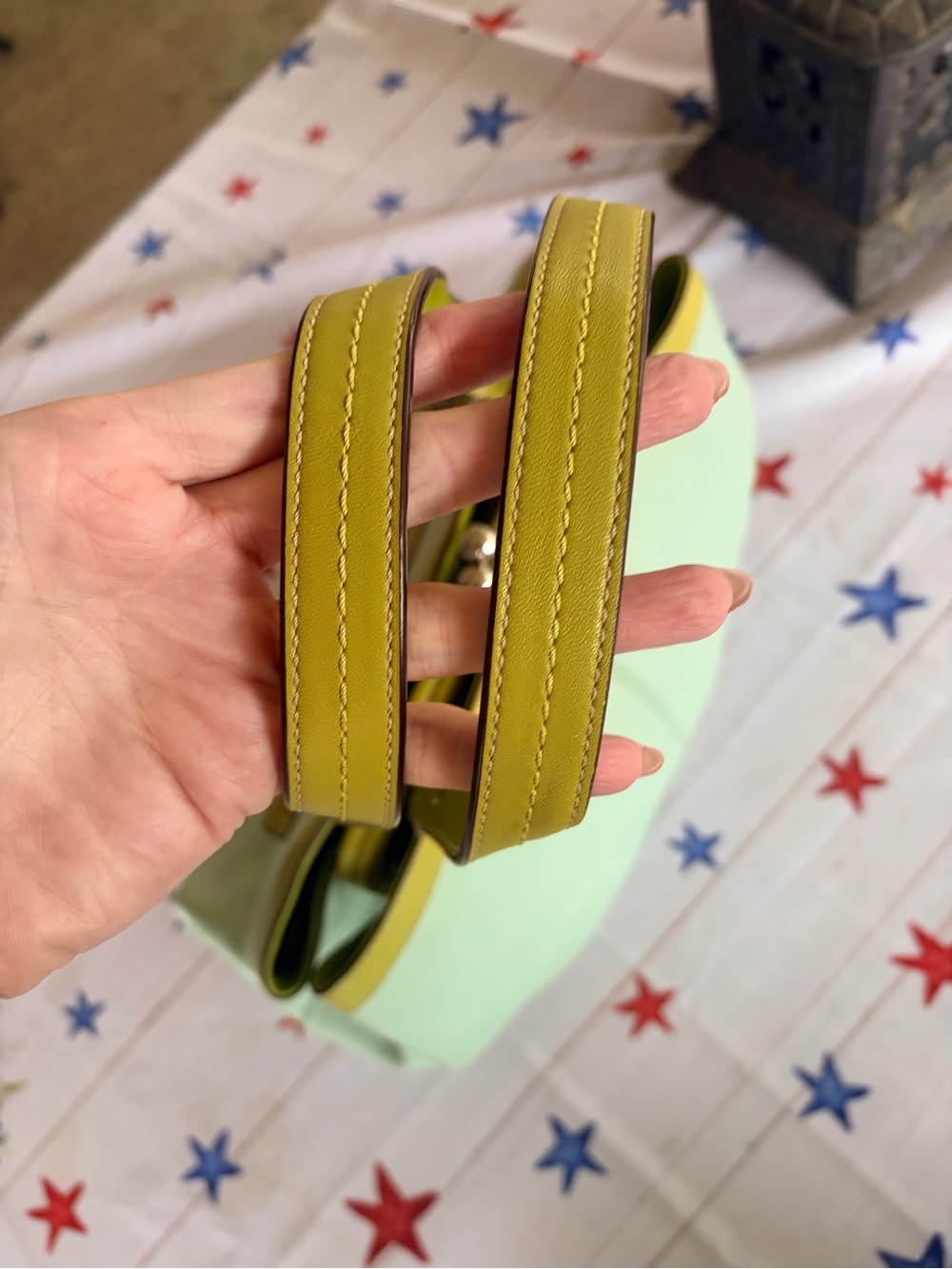 Coach Vintage Kisslock Leather Frame Satchel Bag Mint & Lime Green Y2K - Picture 9 of 11